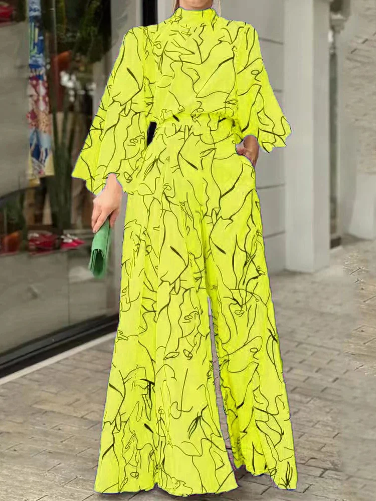 KAMA 2024 Casual Stripe Print Belt Halter Jumpsuit Long Sleeve Spring and Autumn Waist Tie Jumpsuit Women's Clothing