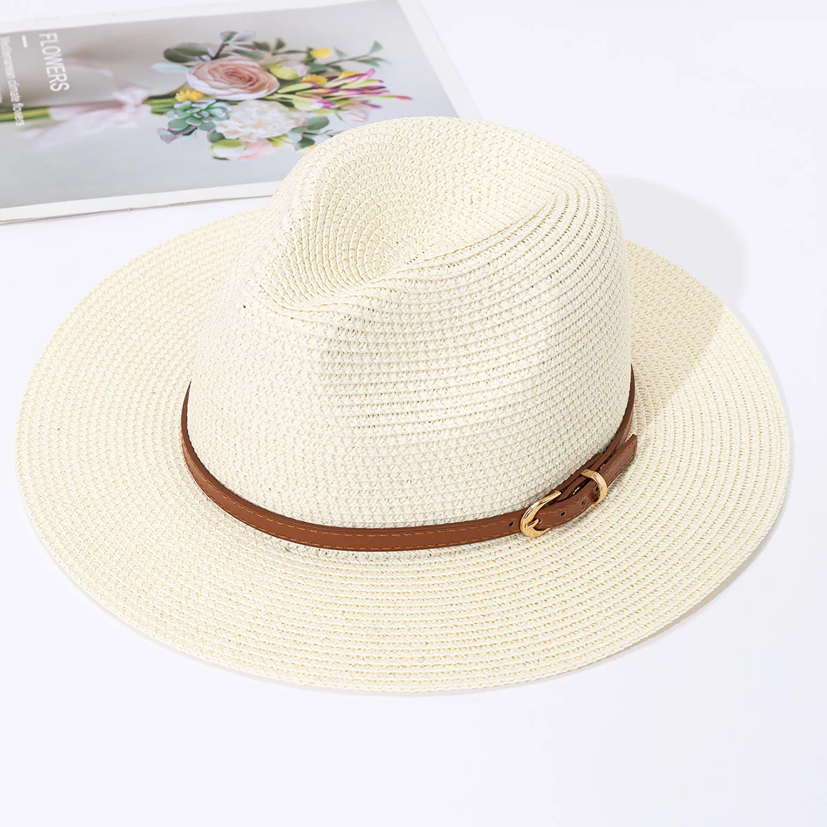 Sombrero de paja panamá para hombre y mujer, sombrero de copa de jazz femenino, tejido de paja, protección solar y sombrilla de moda, primavera y verano