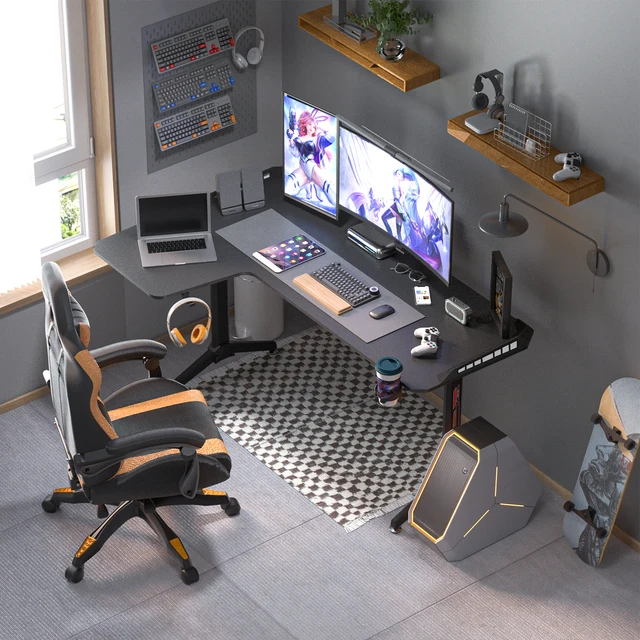 Devoko Led-gamingbureau, 160 x 60 cm, controller met lichtaanraking via