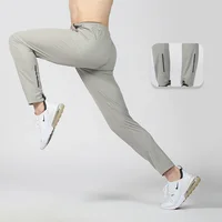 Gym Fitness Trousers Men's Pencil Pants Tight Jogging Running Breathable Quick-Drying Ice Silk Sports Wind Casual Fashion Pants 1