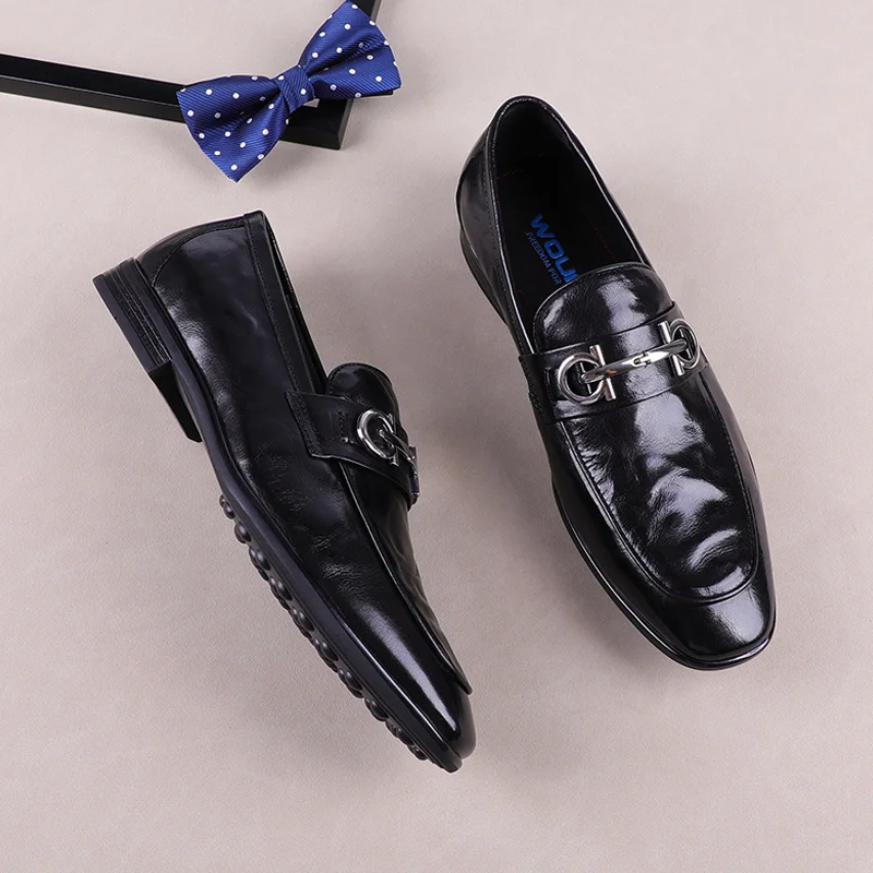 New Men's shoes, cover foot, style, leather single shoes, buckle, Bullock, handmade shoes man
