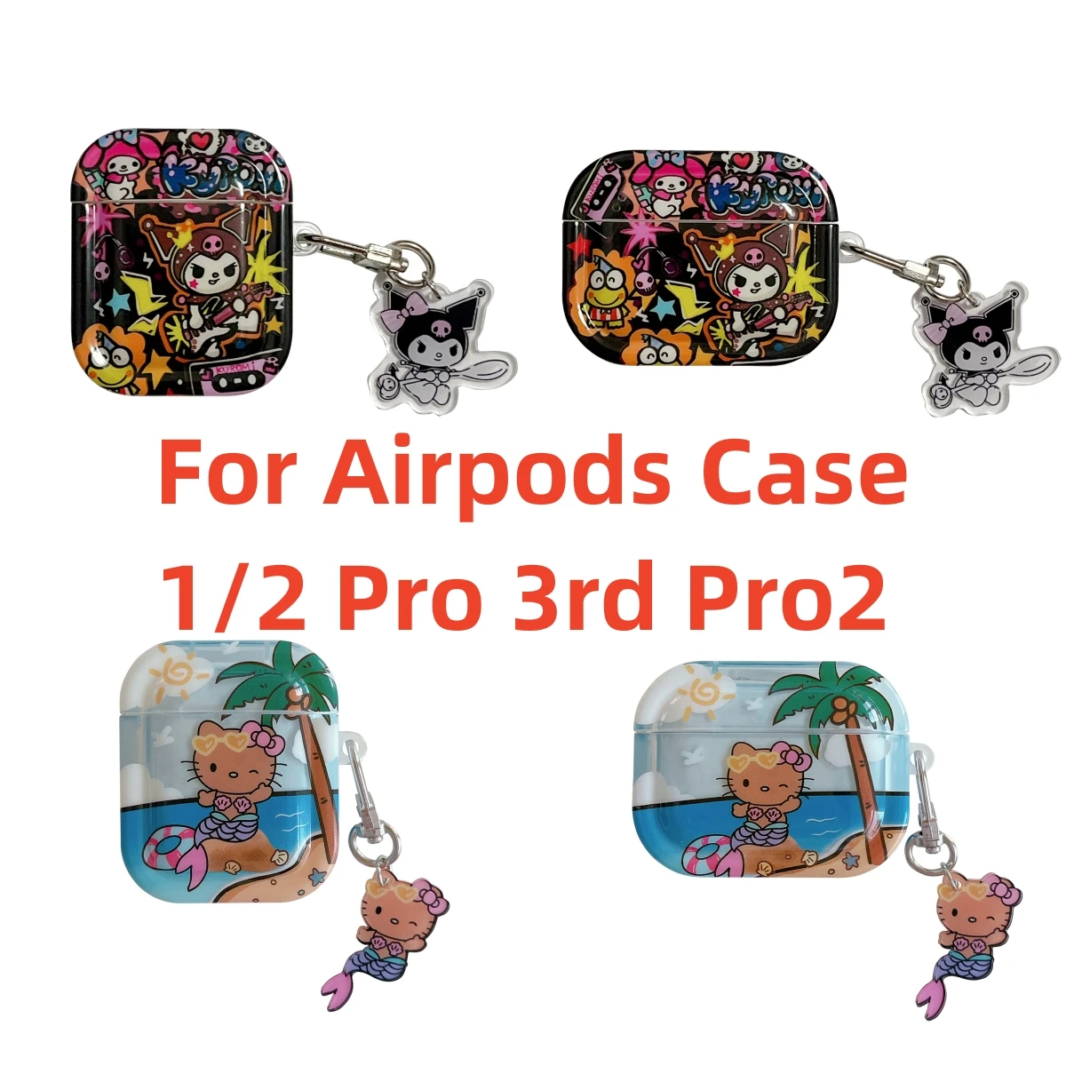 

Earphone Case for AirPods Pro 2rd Cute Cartoon Kuromi Hawaii Style Hello Kitty Headphone Case for AirPods 1 2 3rd Protect Cover