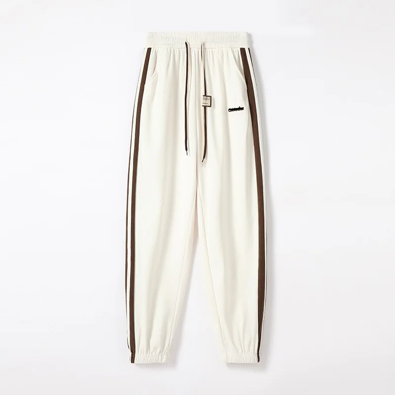 Sports pants for women in spring, autumn, and winter, plush high waisted, loose fitting leggings, small casual pants