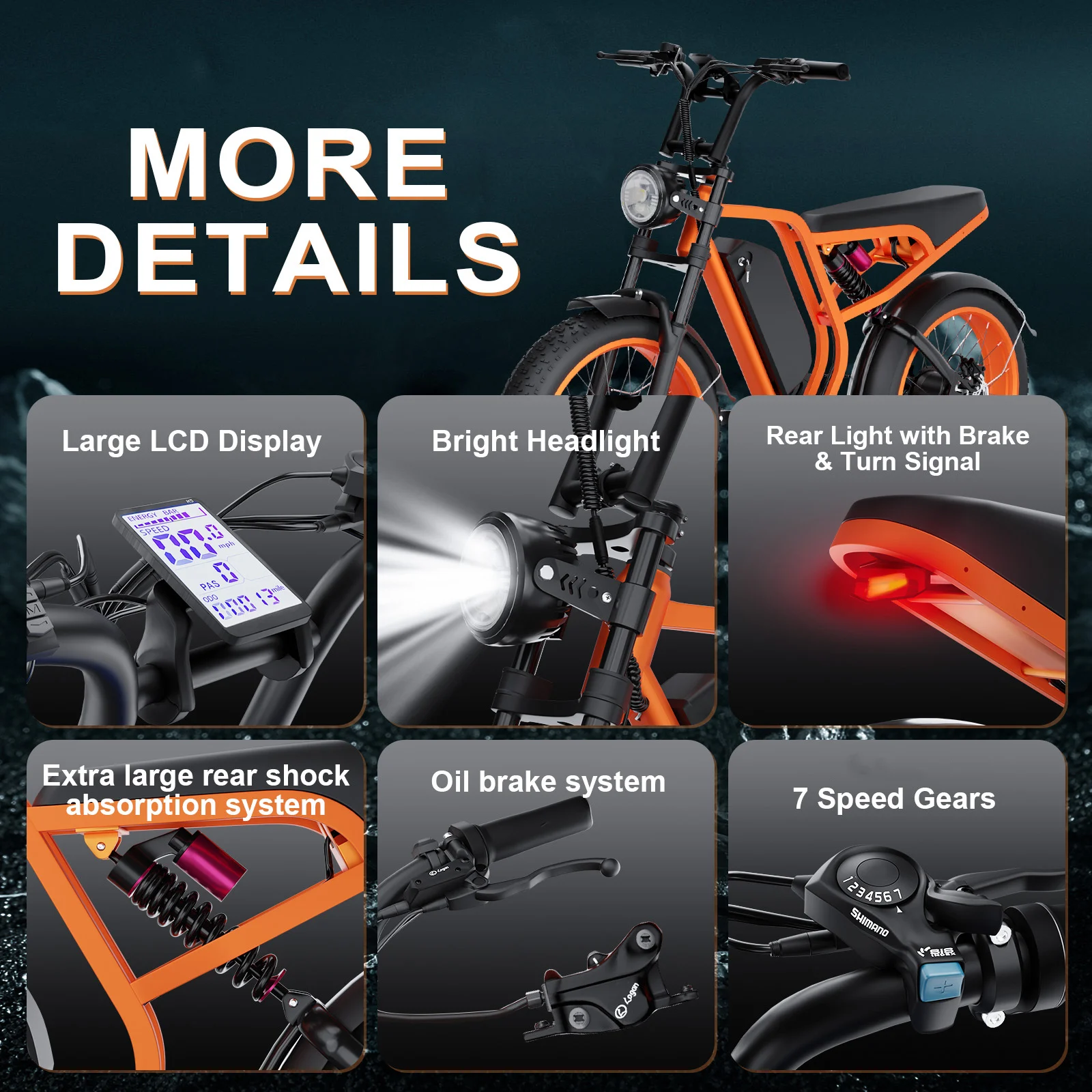 SU8 Electric Bicycle for Adults 20 Inch Fat Tire Bike 48v Ebike 1500w Long Range Electric Bike for Adults 7 Speed Electr Bike 2