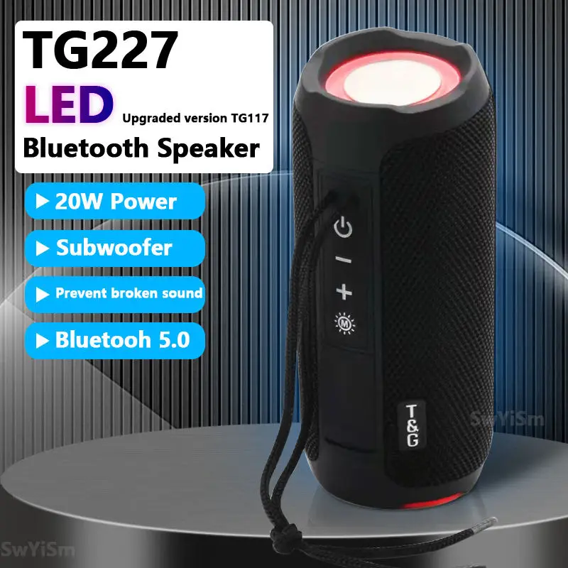 TG227 크로스 보더 무선 블루투스 스피커, 야외 휴대용 핸드헬드 카드 삽입 서브우퍼, TWS 결합 방수 사운드 시스템