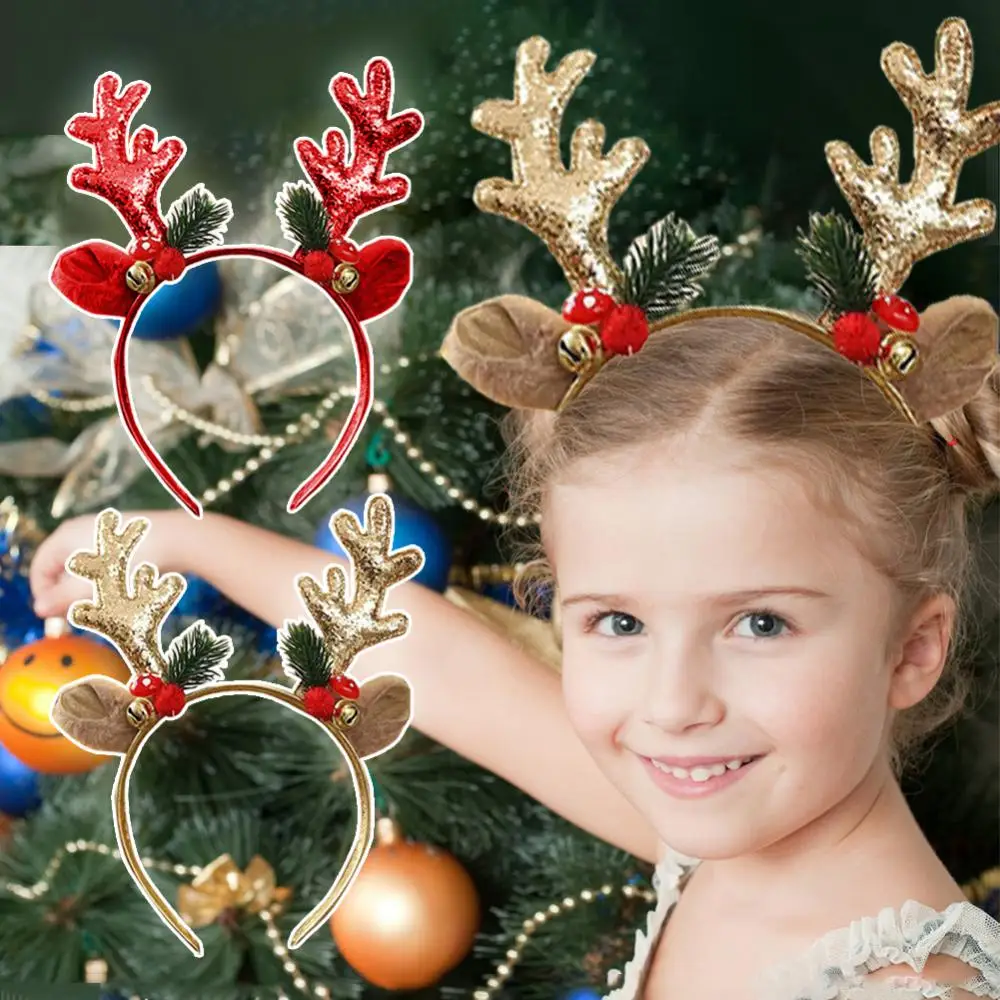 Merry Christmas Decorations For Home Elk Santa Claus Snowman Christmas Tree Headband Hair Accessories New Year Xmas Decor