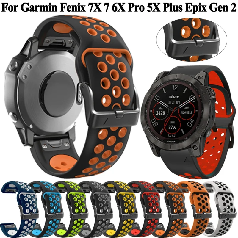 

Ремешок силиконовый для наручных часов Garmin Fenix 7 7X 6X 6 Pro 5 5X Plus Epix Gen 2, 26 мм 22 мм