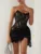 Elegant Lace Strapless Sexy Mini Dress For Women Fashion Off-shoulder Irregular Ruched Bodycon Night Club Party Dress