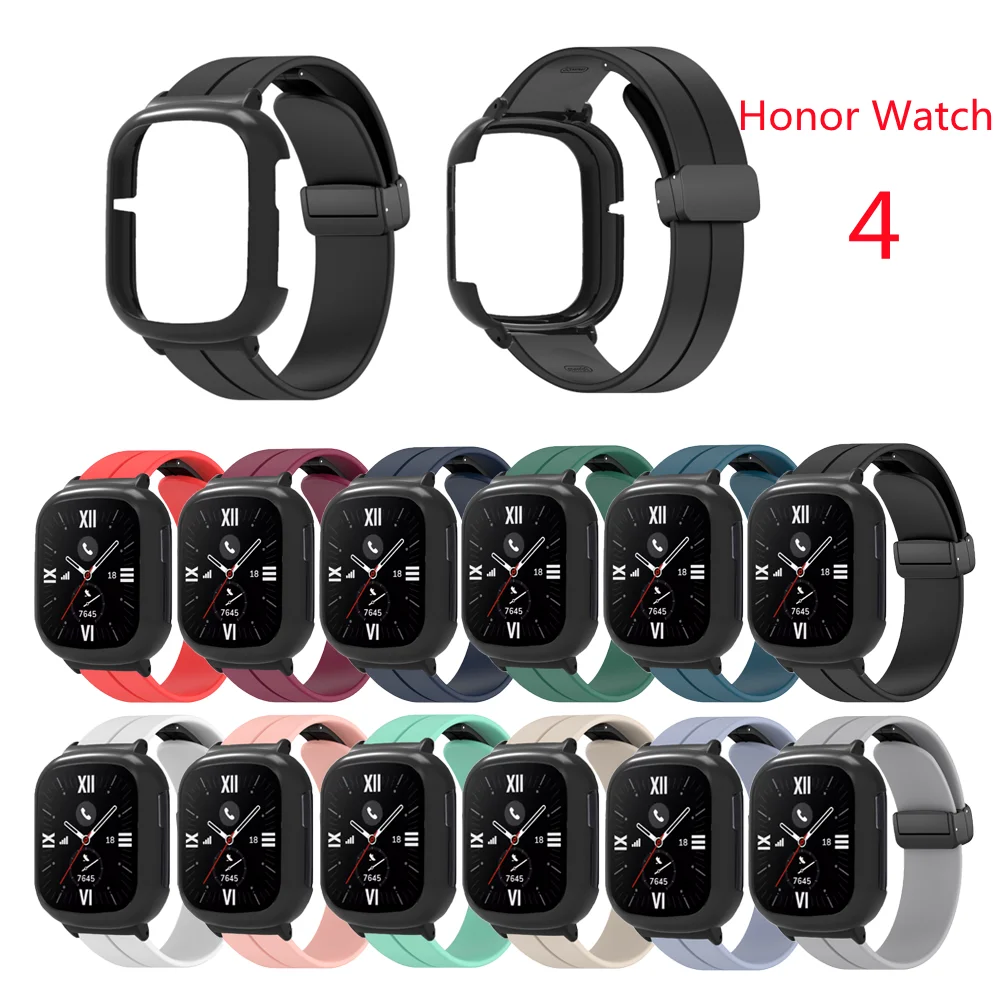 

Силиконовый ремешок с магнитной застежкой для Honor Watch 4, ремешок с защитой из ПК, ремешок для Honor Watch 4, аксессуары для браслета