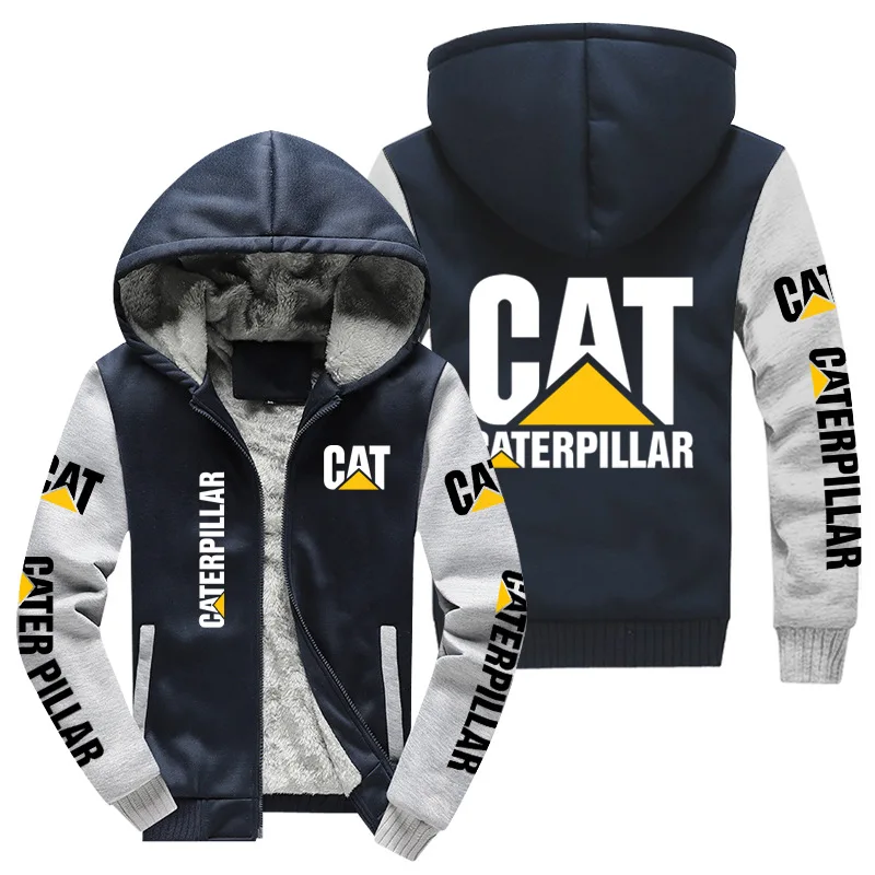 New Winter Men CAT Caterpillar Logo Hoodies Fashion High Quality Long Sleeve Jacket Casual Wool