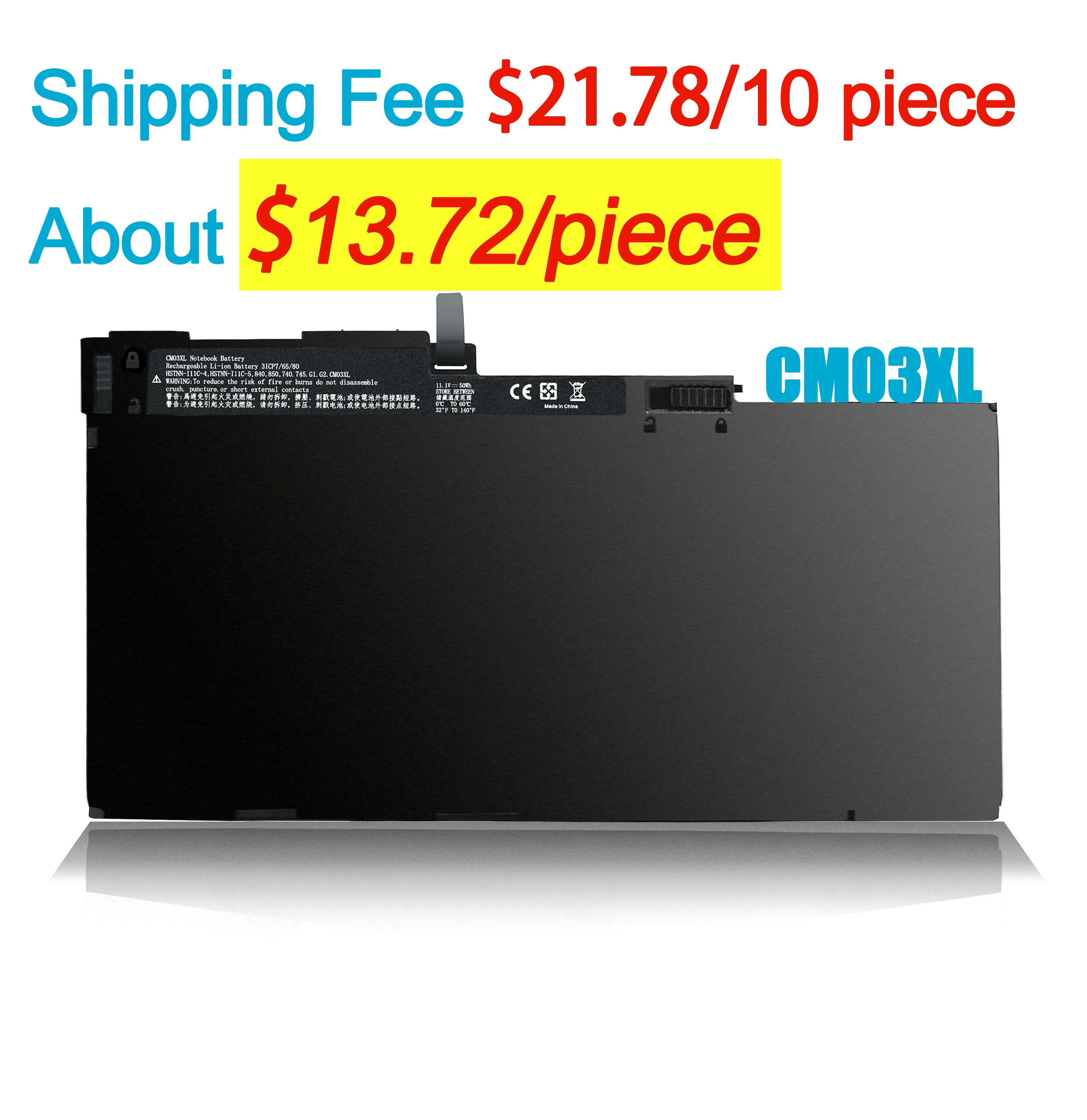 

Laptop CM03XL Battery 50Wh For HP EliteBook HSTNN-UB6Q 801554-001 11.4V 48Wh 3cell Battery