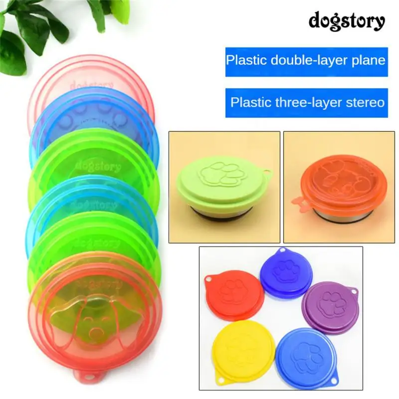 Three-layer Can Lid Lovely Animal Paw Print Design Bite Resistant Portable 13g Pet Supply Sealed Fresh-keeping Cover Reusable