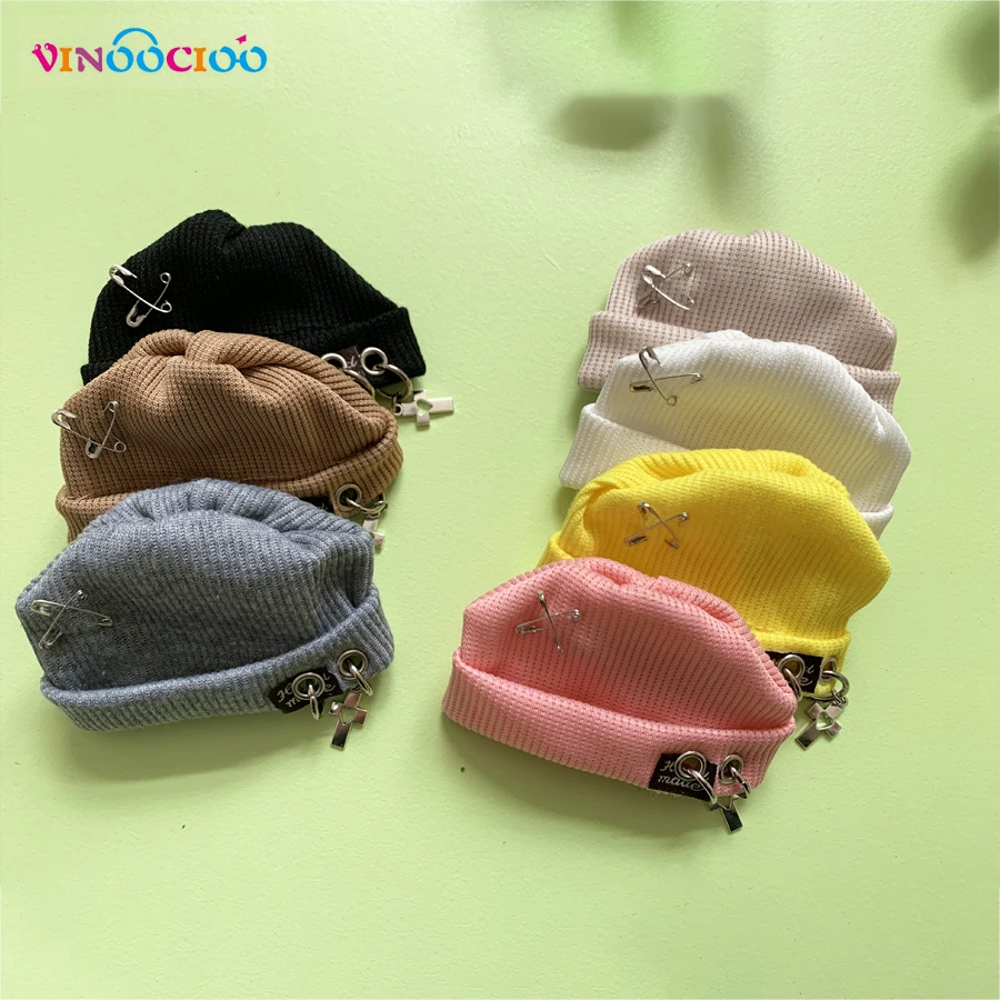 30cm 45cm Doll Hat Punk style With Cross Rings Knitted Hat For 1/6 1/4 BJD SD Yosd Msd Dolls Hats Accessories cat 11ct stamped cross stitch 46 45cm