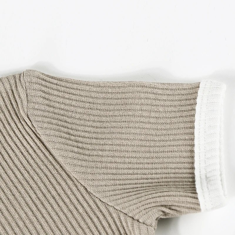 Kinder rippen kurze ärmel und lange hülse sommer kleidung top kinder kleidung jungen und mädchen kleidung kontrast weiß trim – Detail 14