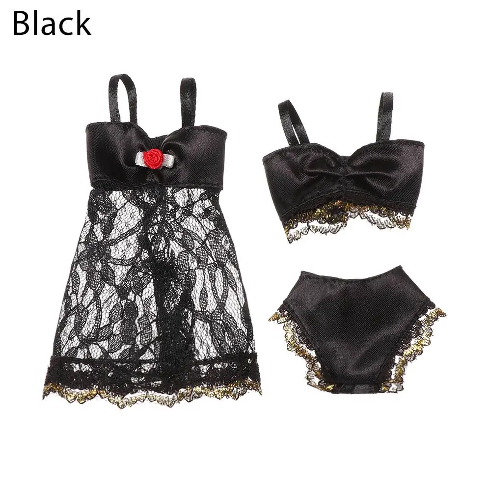 Doll Skirt Lace Night Dress Bra Underwear 3 In 1 Clothes Set Sexy Pajamas Lingerie Doll Accessories Baby Girl Gifts Doll Toys