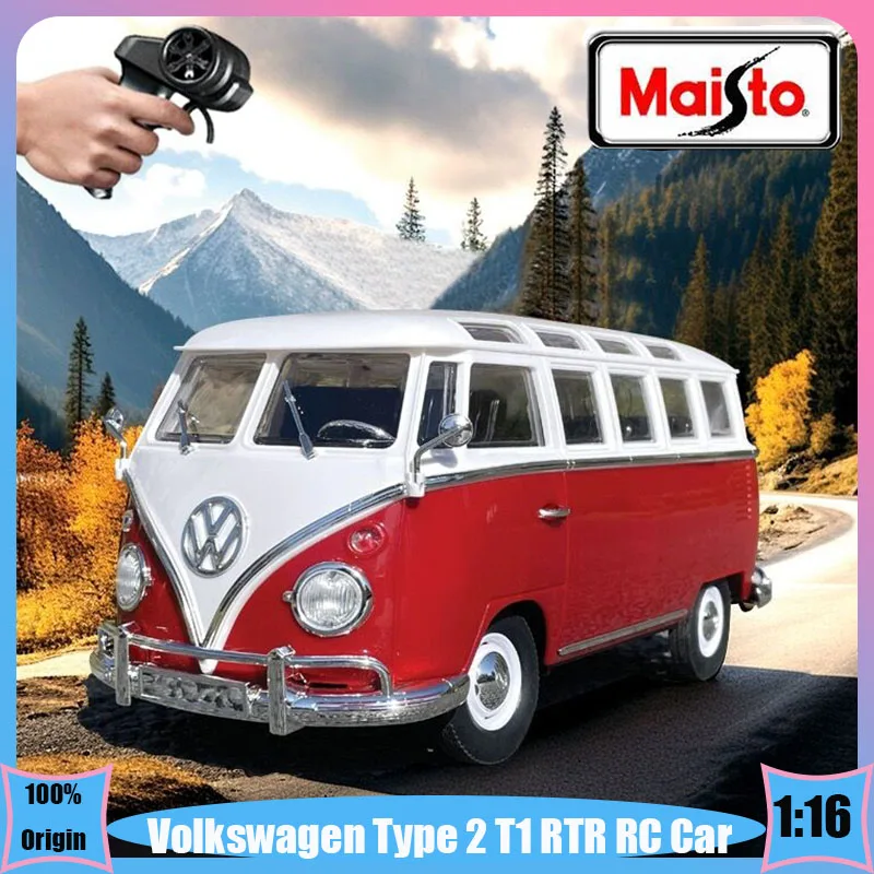 

New Maisto 1:16 Volkswagen Type 2 T1 RTR RC Car Alloy Luxury Vehicle Bus Diecast Model Edition Travel Taxi Toys Kids Gift