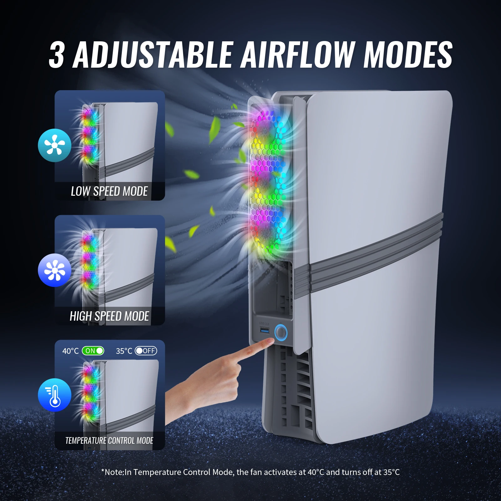 Cooling Fan For PS5 Pro/PS5 Slim Cooling Fan External Cooler Quiet Cooler for PS5 Pro/Slim Disc&Digital Edition