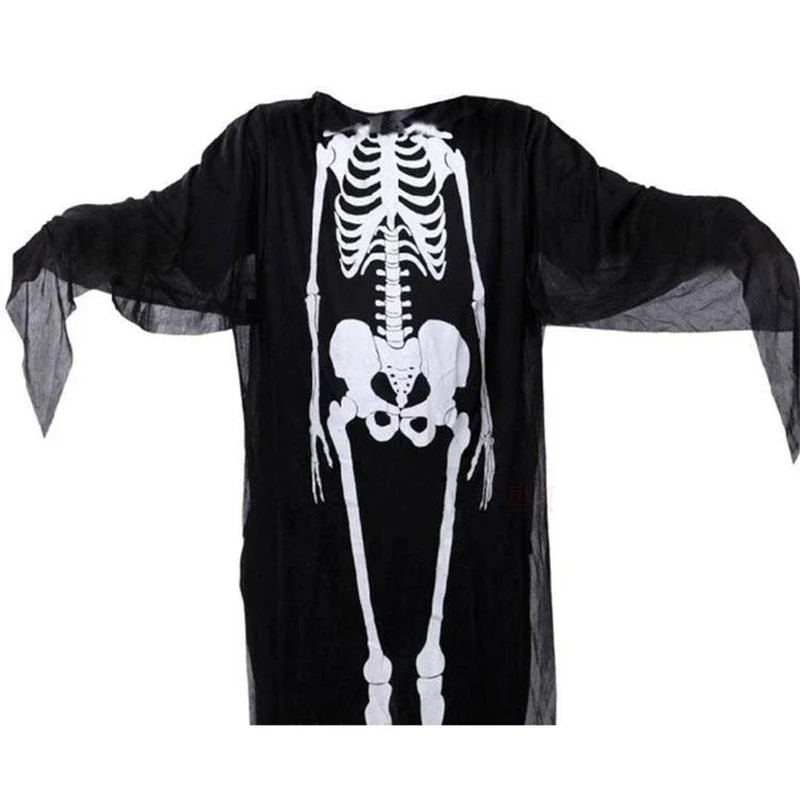 Halloween Adults Kids Cosplay Robes Skeleton Printed Masquerade