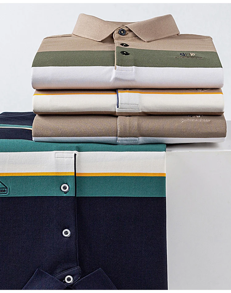 Men's Summer Casual Embroidery Polo Shirt, Breathable Short Sleeve Top with Ribbed Cuffs, 3-Button Placket & Color-Block Stripes 11 S62c5e075b8be4d9583e0f1d756be1f5bI