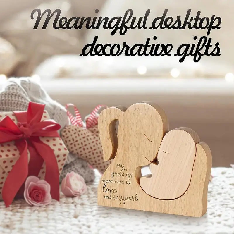 

Mother's Love Wooden Statue Mother And Child Family Figurine Handmade Wooden Art Puzzle Mother's Day Gift Home Decoration