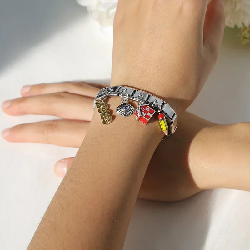 Charm Bracelet 9mm Width Original Daisy House Bees Eye Butterfly Italian Charm Fit Bracelet Stainless Steel Jewelry Making