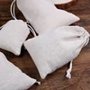 50 Pcs/Lot Linen Storage Drawstring Bags Party Christmas Gift Fabric Package Plain Cotton Pouches 8x10/10x12/12x15/13x18/15x20cm 3
