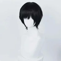 Yoshida Hirofumi Anime Chainsaw Cosplay Perruque, Cheveux Synthétiques, Noir, Court, Degré de Chaleur, ixHomme 3