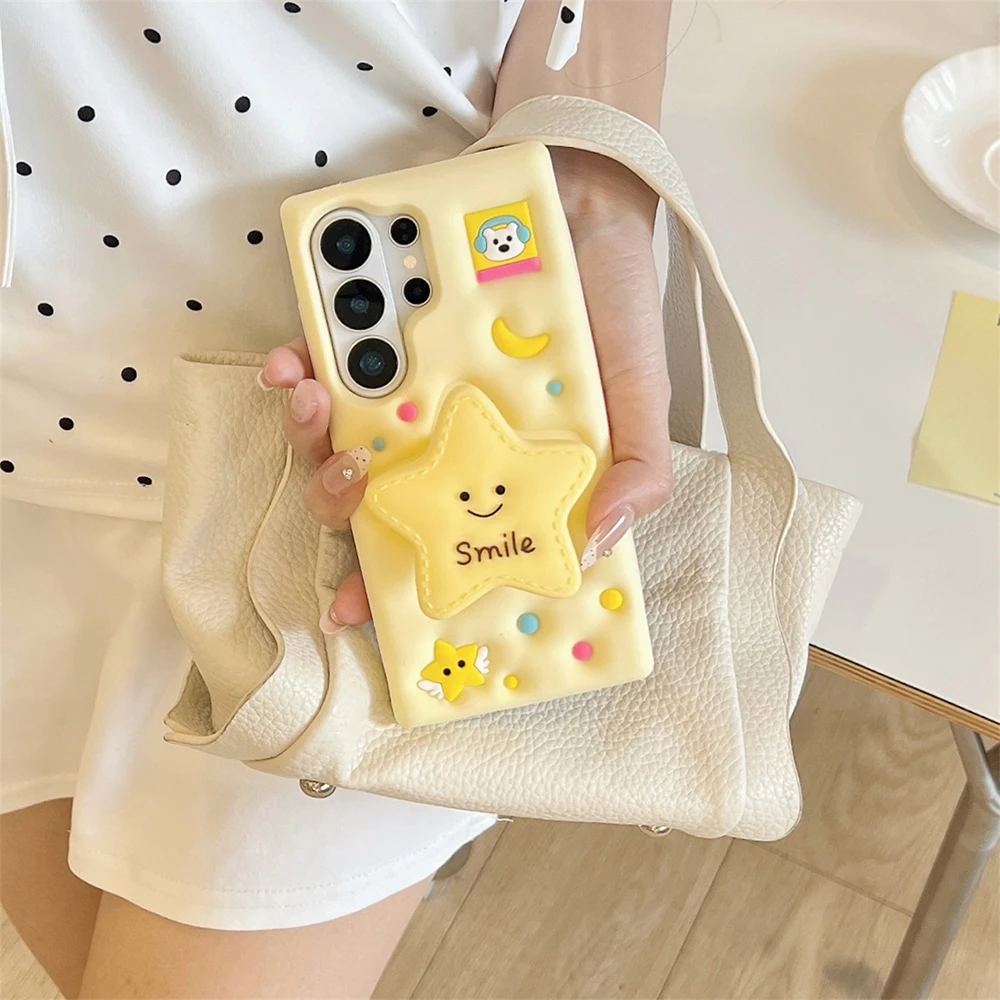 3D Twinkle Star Soft Phone Case with Stand Holder Cover