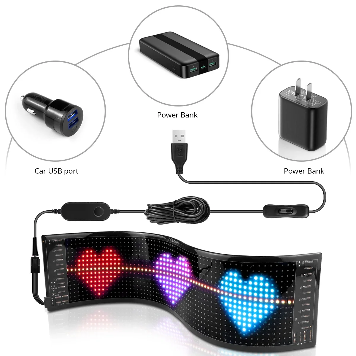 Фото Новая Светодиодная панель USB 5 В, Bluetooth, модифицируемое приложение RGB с рисунком граффити, прокрутка текста, анимационный дисплей для автомобиля/магазина №4