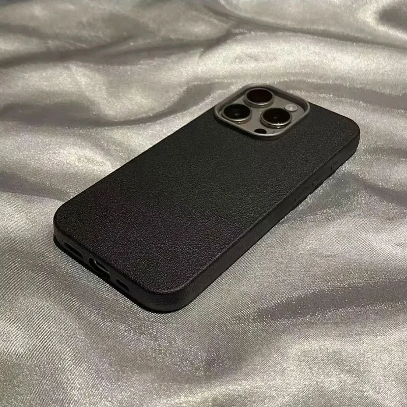 Elegant Shockproof Leather Silicone Phone Case - Soft Matte Finish, Premium Protection