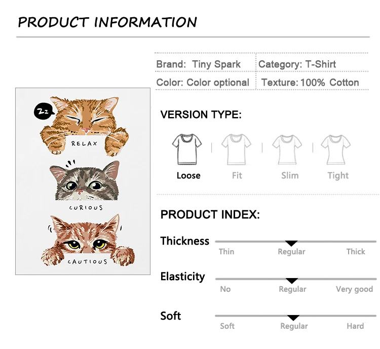 Aesthetic 'Relax, Curious, Cautious' Cat Graphic T-shirt S62c65117390948c8ab8c943a1c4085d9v