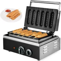 Hotdog Waffle Maker Machine Electric Corn Dog Maker 6 Slice Non-Stick Stainless Steel Waffle Baker Machine 1