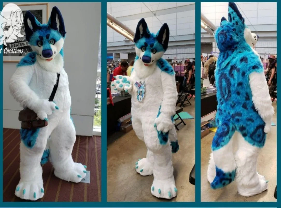 

Blue White Fur Husky Fox Dog Mascot Costume Fursuit Cosplay Party Game Animal Fancy Dress Advertising Parade Halloween