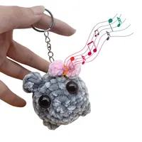Sad Hamster Meme Sound Music Plush Toy Sad Hamster Plush Toy with Bow Pendant Keychain Kawaii Crocheted Dolls Gift for Women Men 1