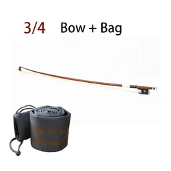 Premium Brazilwood Violin Bow with Ebony Frog and Natural Horsehair - Superior Tone and Craftsmanship (69cm bow and bag)