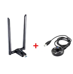 High - Speed Dual Band Wireless USB Adapter with High Gain Antennas (With base)