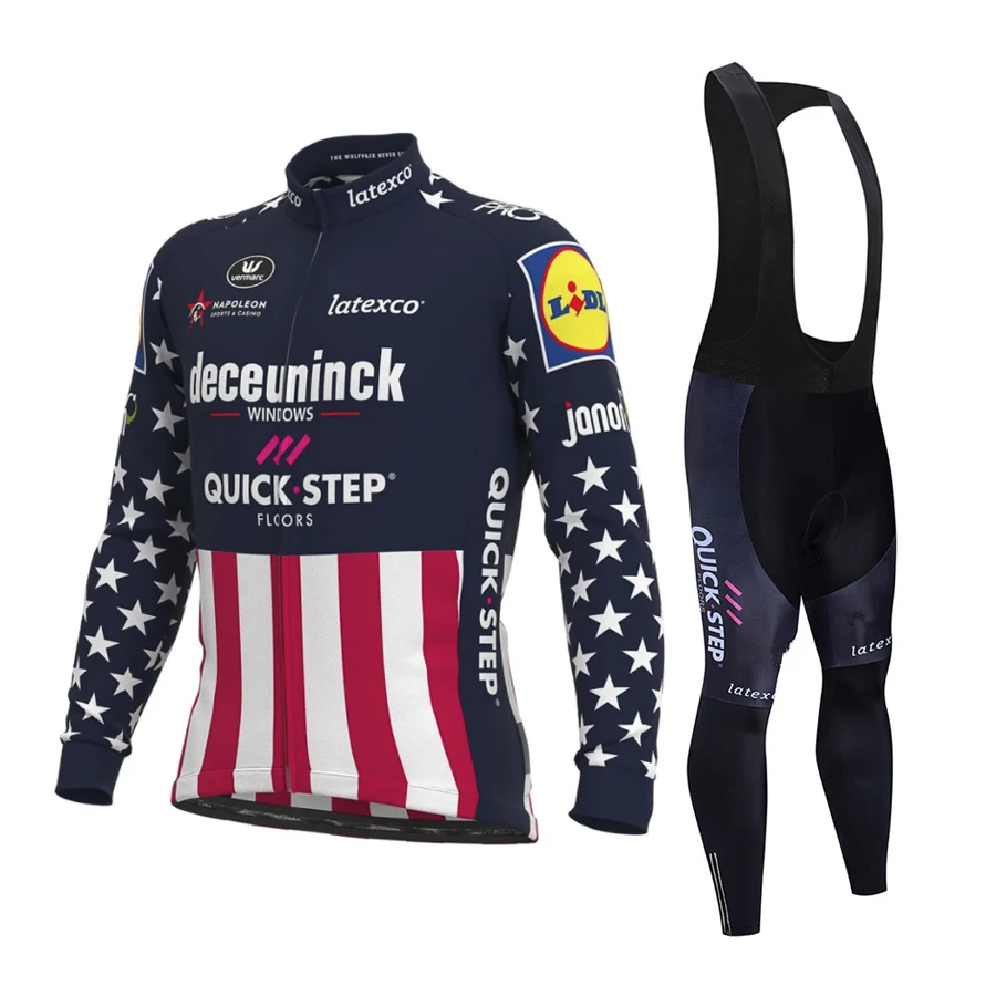 Neues 2025, QUICK STEP Radtrikot-Set, Fahrradbekleidung, Herbst, Herren, Rennrad, Hemd, Fahrradstrumpfhose, MTB, Maillot Culotte – Detail 3