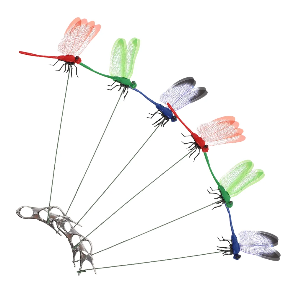 

6 Pcs Simulation Dragonfly Clip Outdoor Decor Set Deterrent with Garden Statues Charm