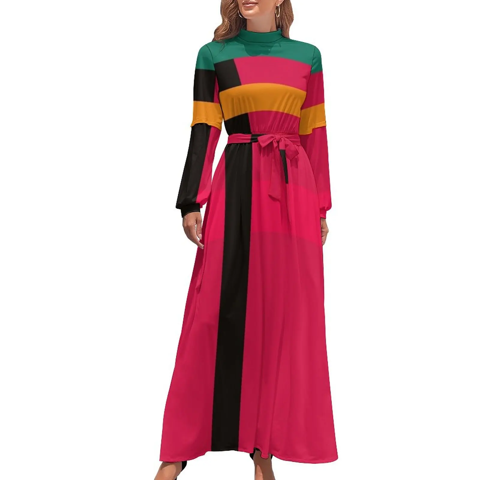 thumbnail image 1 of Vestido largo minimalista de rayas de color, vestido de playa, falda de mujer, ropa de verano para mujer, 1 of 5