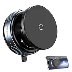 Magnetic Car Phone Mount with Dual Adsorption & 360° Rotation, No Adhesive Needed (Black)