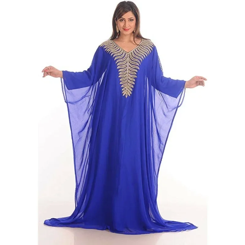 

Moroccan Dubai Caftan Modern Arabic Kaftan Farasha Half Sleeve Georgette Party Wear