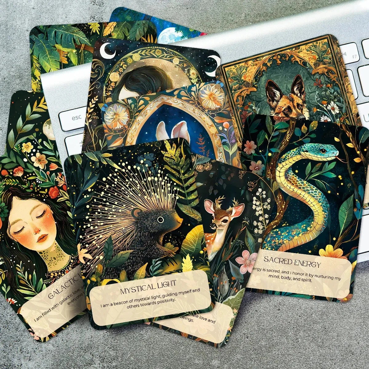 마인드풀니스 매직 긍정 카드 게임 《50가지 영감을 주는 동물 칭찬 카드》 격려 및 긍정적 확언 카드 선물