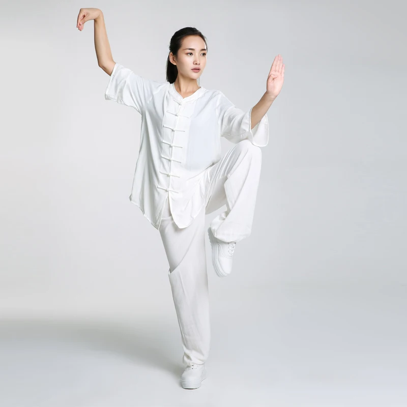 

New Design Woman Short Long Sleeved Wushu TaiChi KungFu Uniform Female Suit Uniforms Tai Chi Exercise Clothing Coat + Pants Girl
