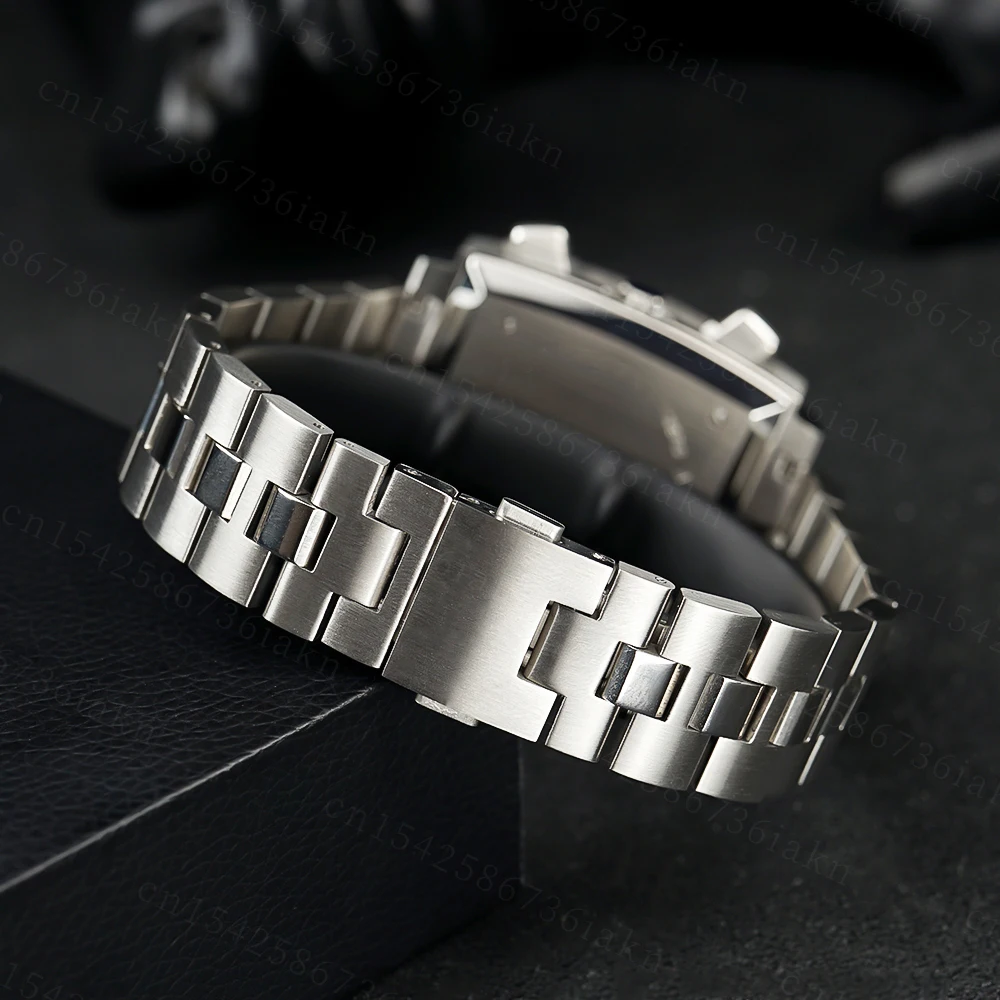 2022 Fashion New Square Color Bar 37mm Men's Leisure Sports Sapphire Mirror Stainless Steel Material Waterproof Quartz Watch