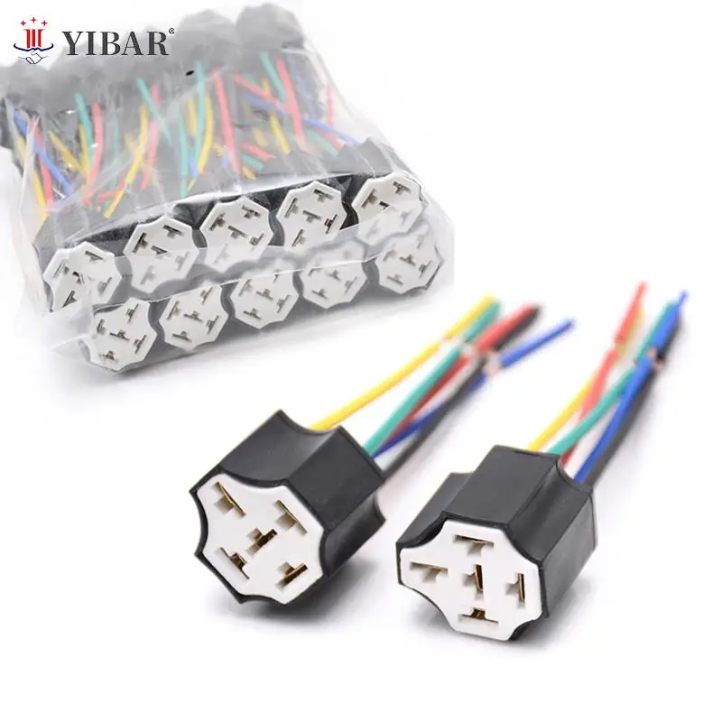 Ceramic Car Relay Holder,5 Pins Auto Relay Socket 5 Pin Relay Connector Plug Ceramic Relay