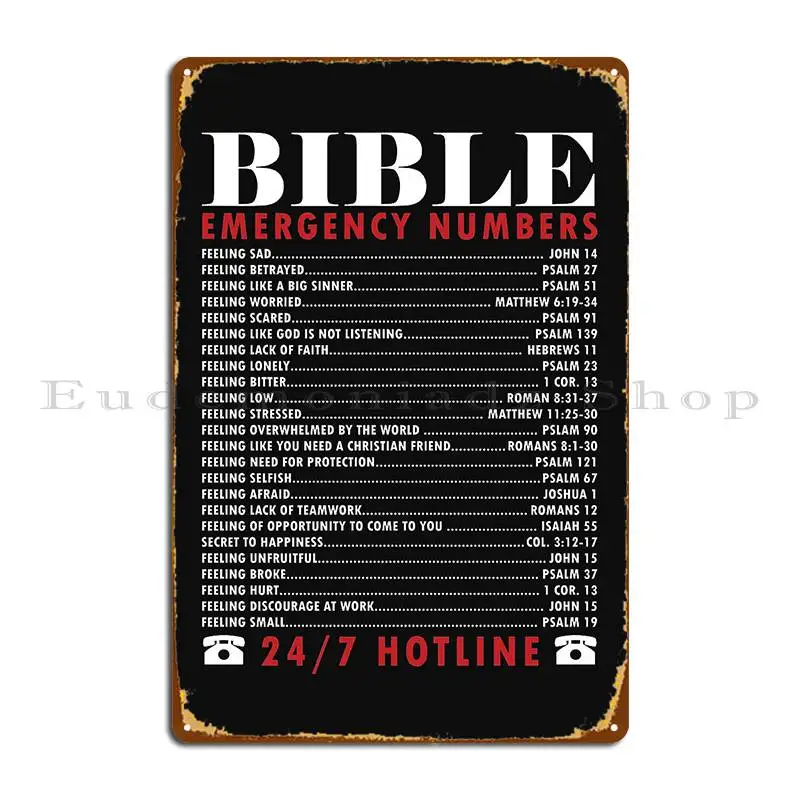 

Bible Emergency Numbers Metal Sign Vintage Create Vintage Rusty Club Tin Sign Poster