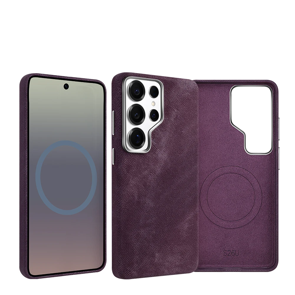 Vietao Microfiber Cell Phone Case with Magnetic Wireless Charging and Metal Camera Lens Protector