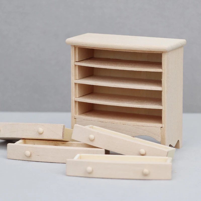 1:12 Dollhouse Miniature Bedside Table Series Storage Cabinet W/Drawer Model Doll House Bedroom Furniture Decor Toy Accessories 5