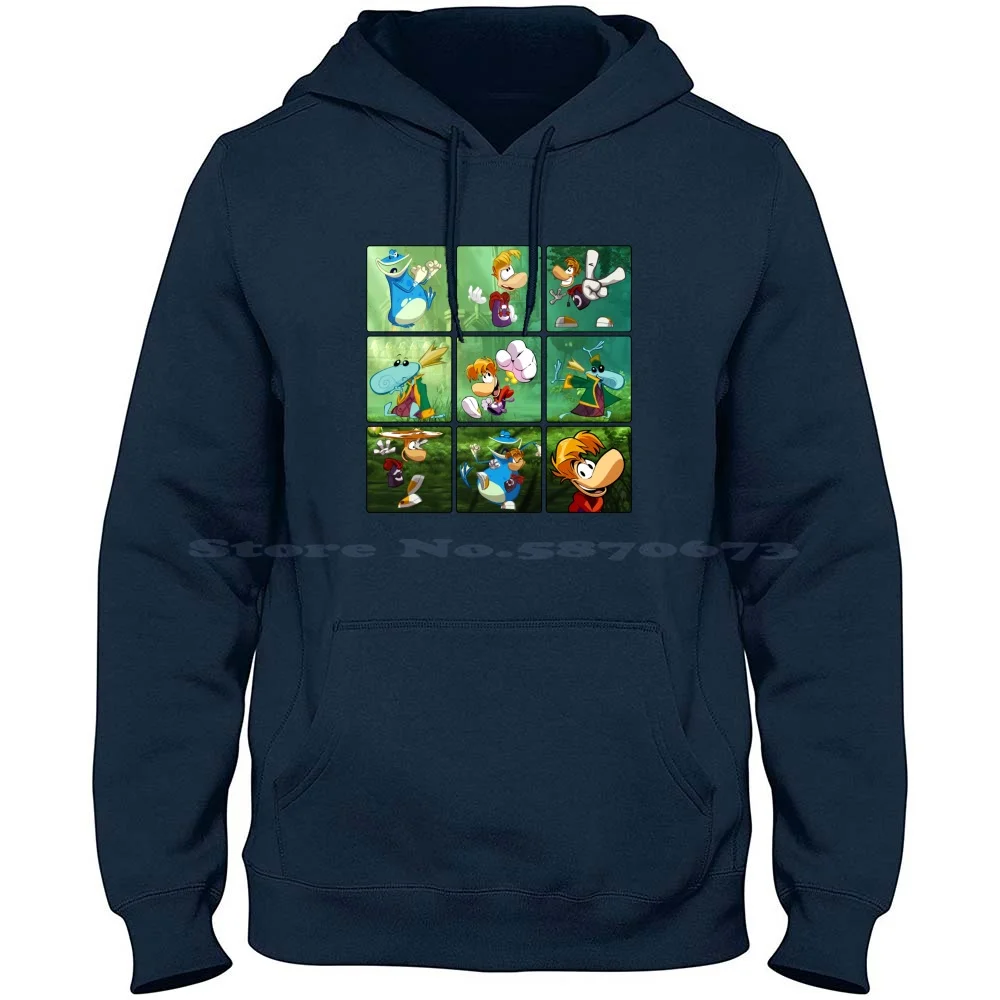 Retro Rayman Personaggi Squares 100% Cotone Felpa Con Cappuccio Retro Rayman Personaggi Quadrati Gaming Videogioco Gamer Rayman Legends
