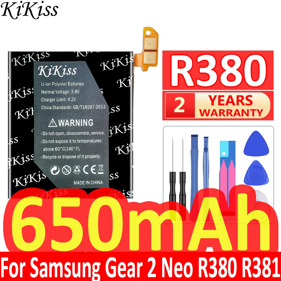 Kikiss 650Mah Batteria R 380 Eb-Br380Abe Per Samsung Gear 2 Neo Gear2 Neo R380 Sm-R380 Sm-R381 R381 Batteria + Strumenti Gratuiti